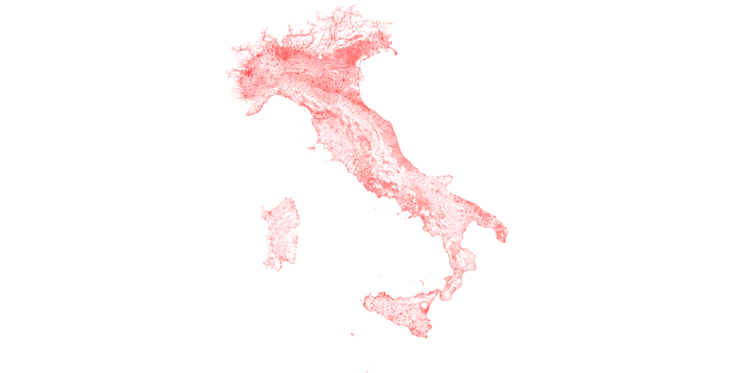 A wall-to-wall map of every building in Italy, digitized through the partnership of Ecopia and CGR