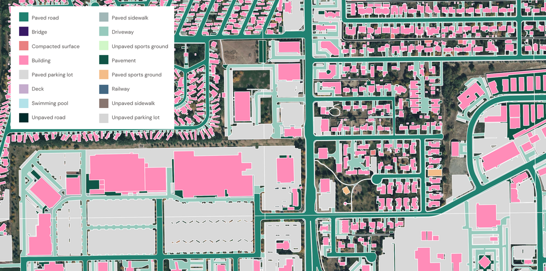 A sample of the 16 impervious surface map layers extracted by Ecopia for the City of Billings
