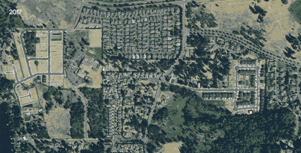 An example of building change detection mapping in Olympia, Washington.