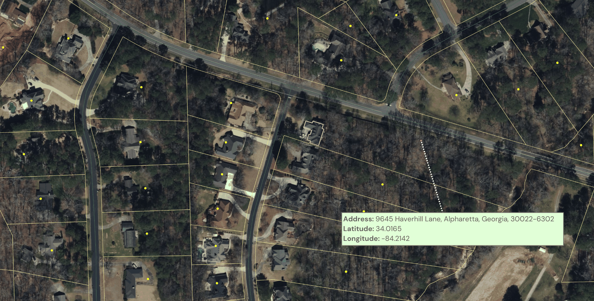 Example of a parcel point interpolation geocode.