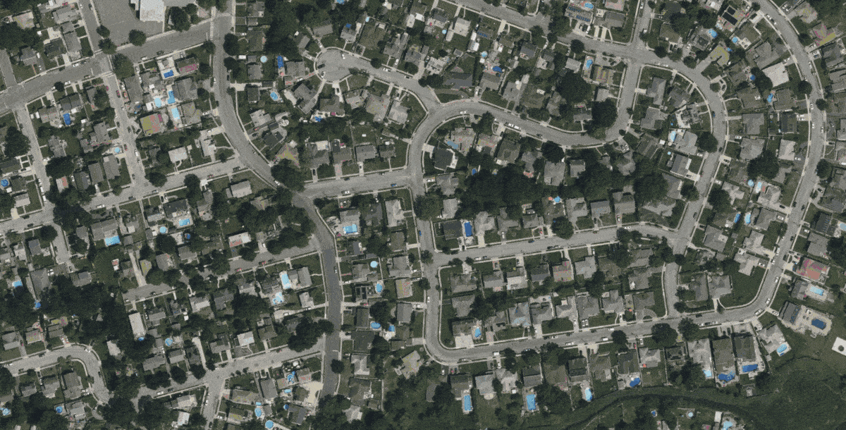 A sample of Ecopia’s AI-powered Building-Based Geocoding data, derived from high-resolution imagery of Oceanside, New York.