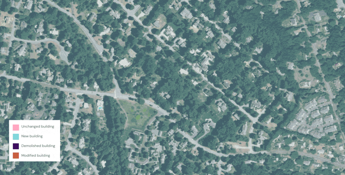 A sample of change detection vector layers in Lexington, MA.