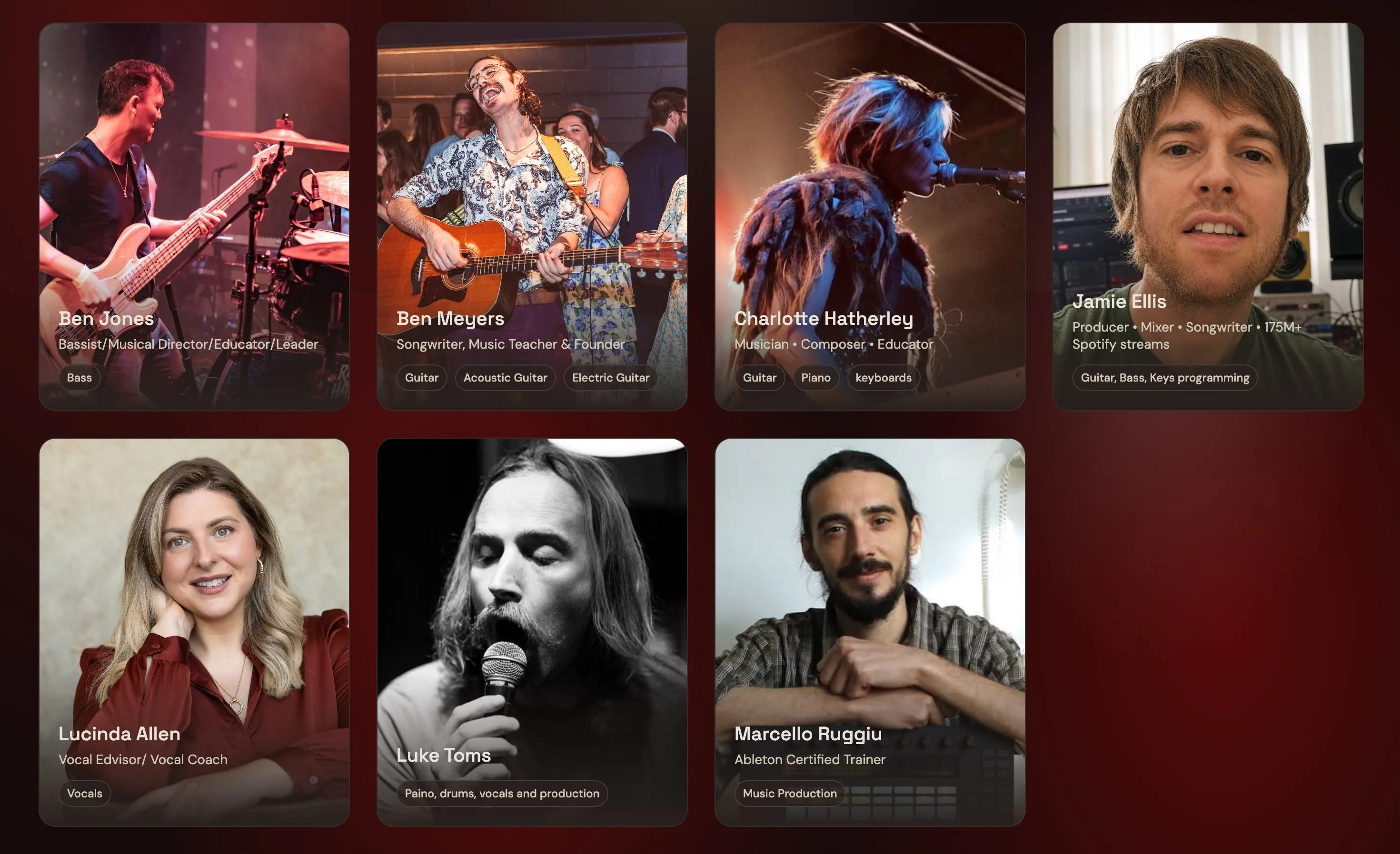 musicing mentor profiles on the platform