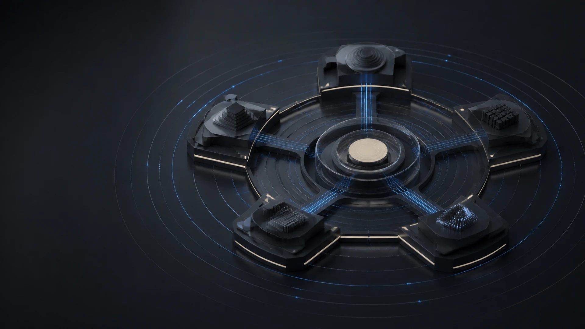 Abstract rising demand wave connected to inventory blocks and a reversible commercial route.