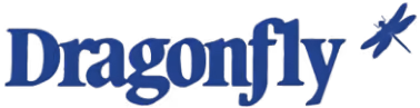 The word 'Dragonfly' in dark blue serif font with a small dragonfly silhouette to the upper right.