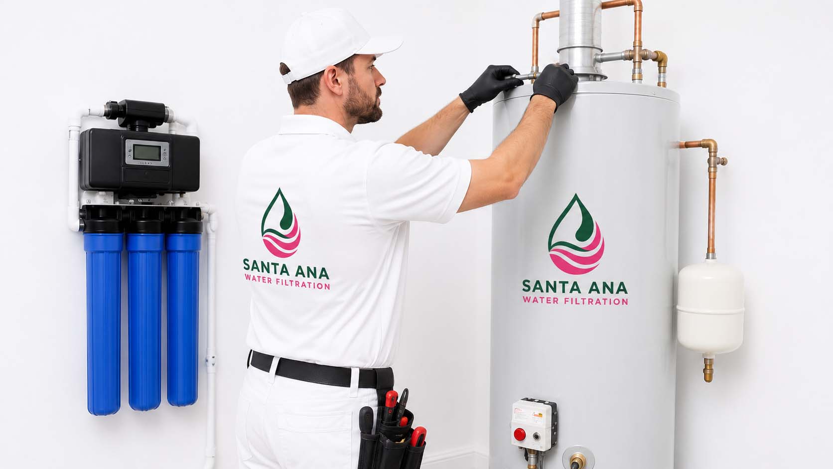 Scale prevention system protecting a Santa Ana water heater