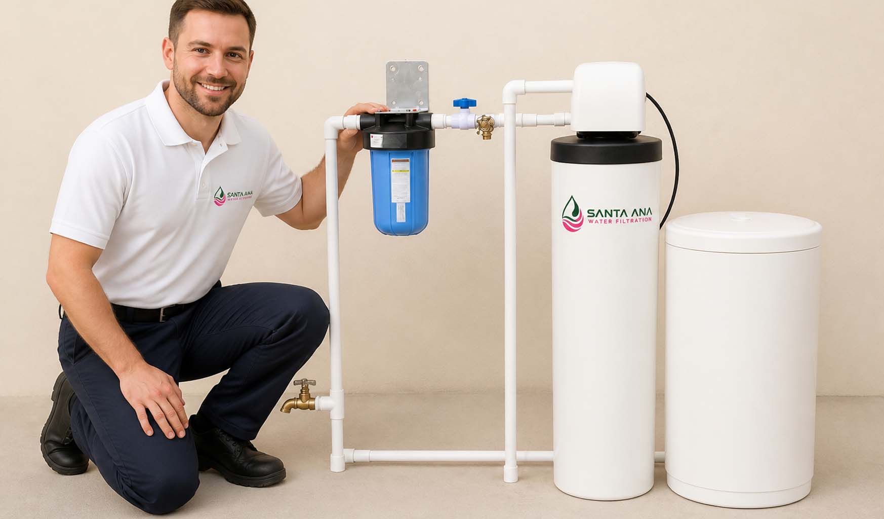 Whole-house water filtration system in a Santa Ana home