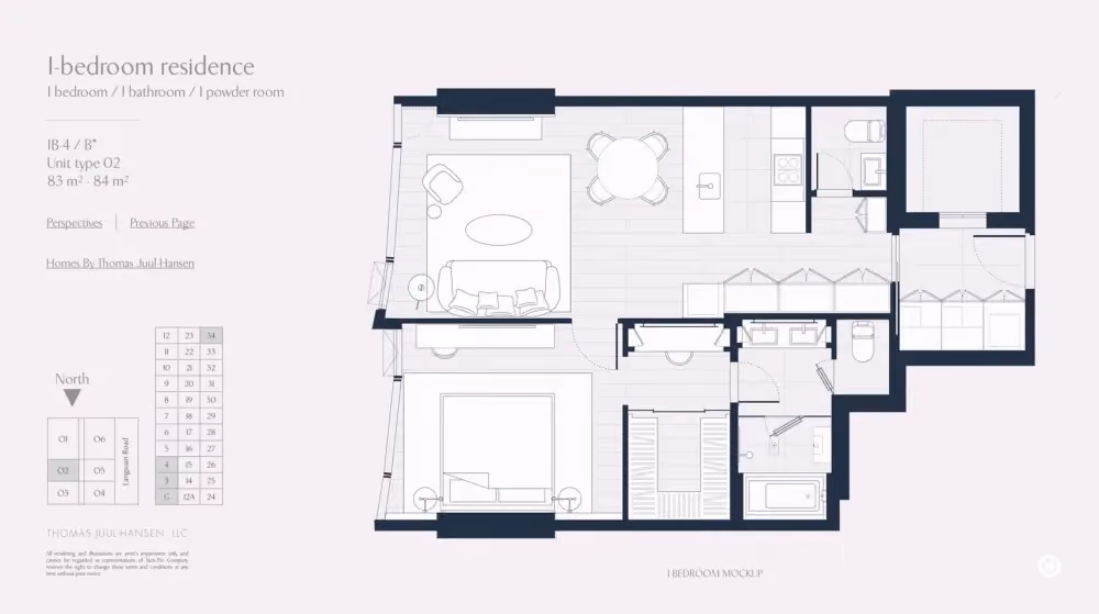 Scope Langsuan 1 bedroom floor plan, 83 to 84 sqm