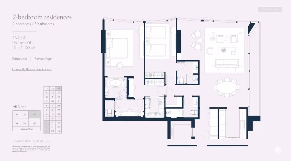 Scope Langsuan 2 bedroom floor plan, 161 to 163 sqm