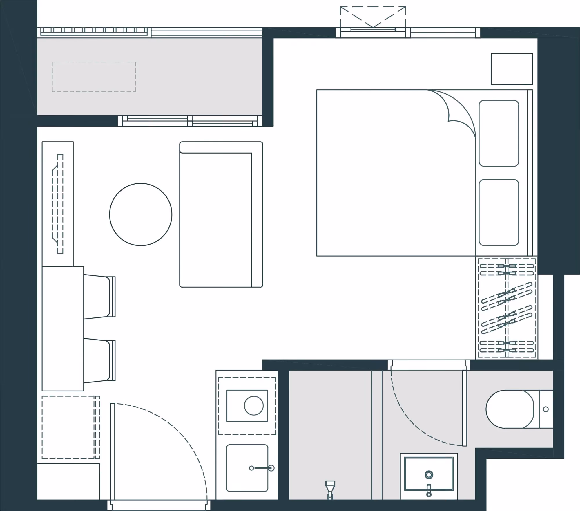 Nue Riverest Ratburana studio floor plan, type S01, 22 sqm