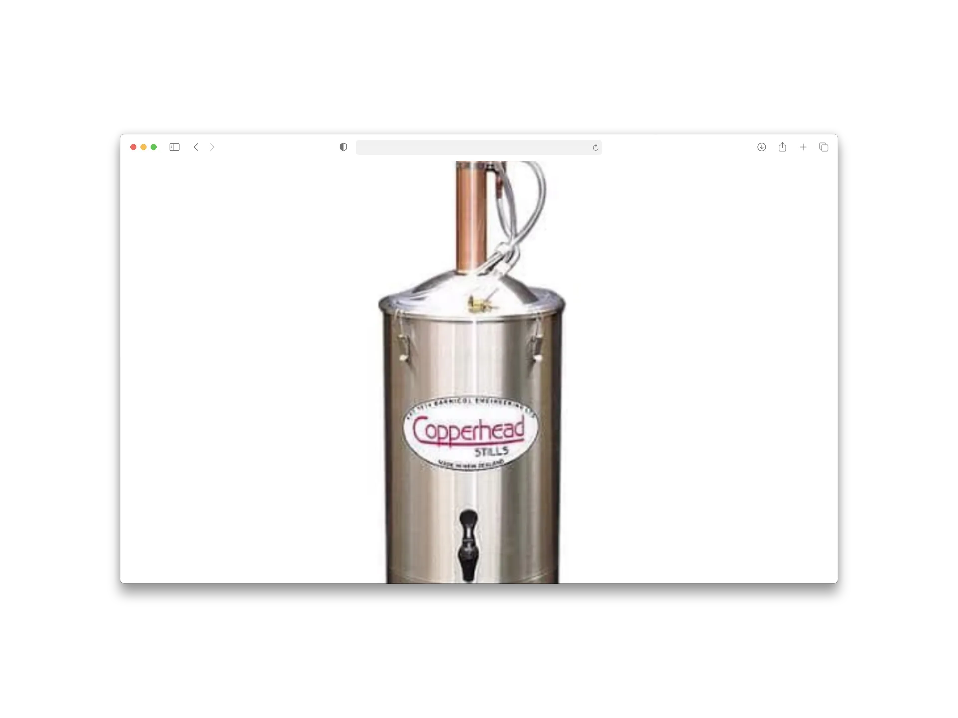 Copperhead Stills website homepage shown in a browser frame.