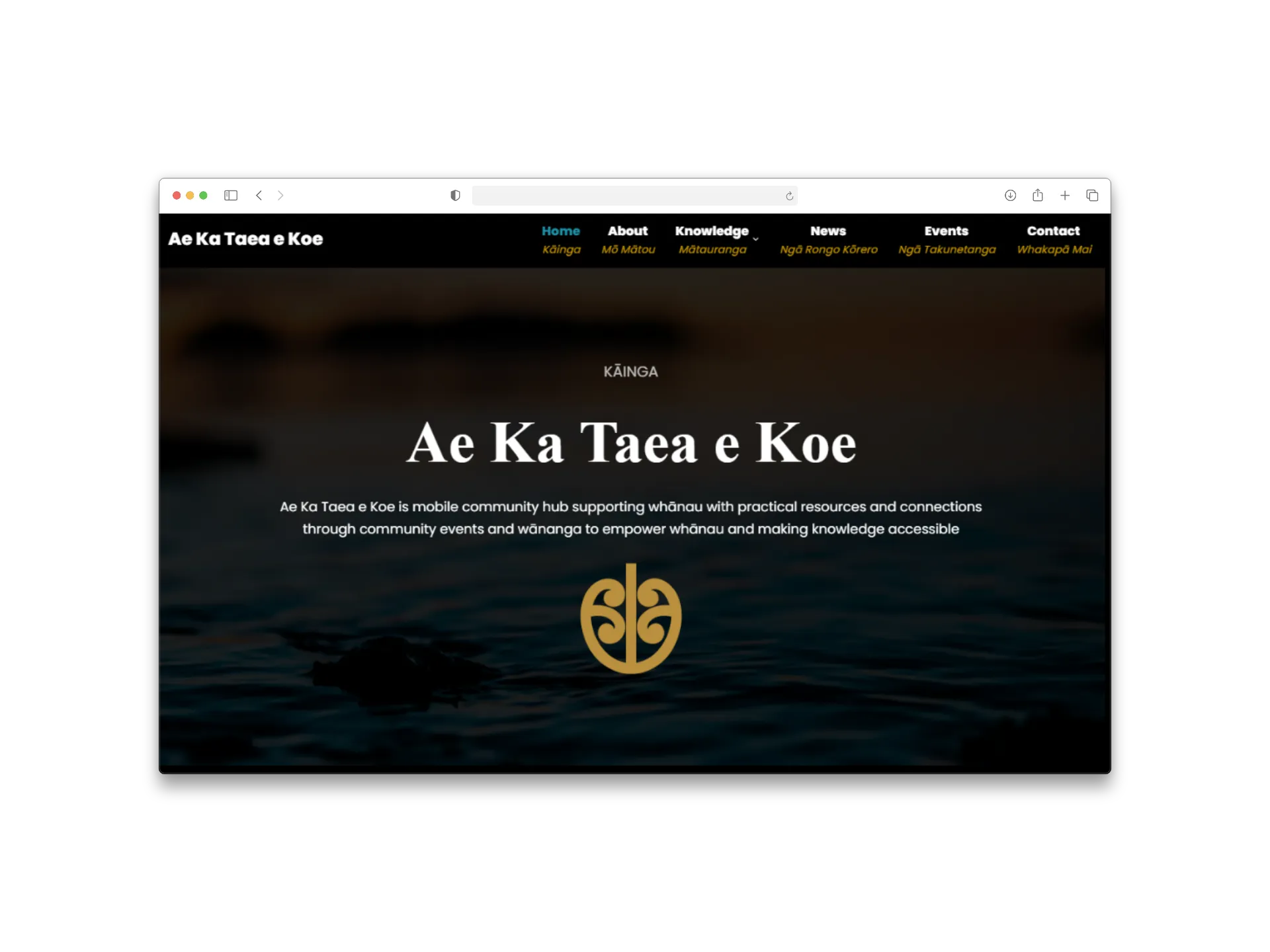 Ae Ka Taea e Koe website homepage shown in a browser frame.