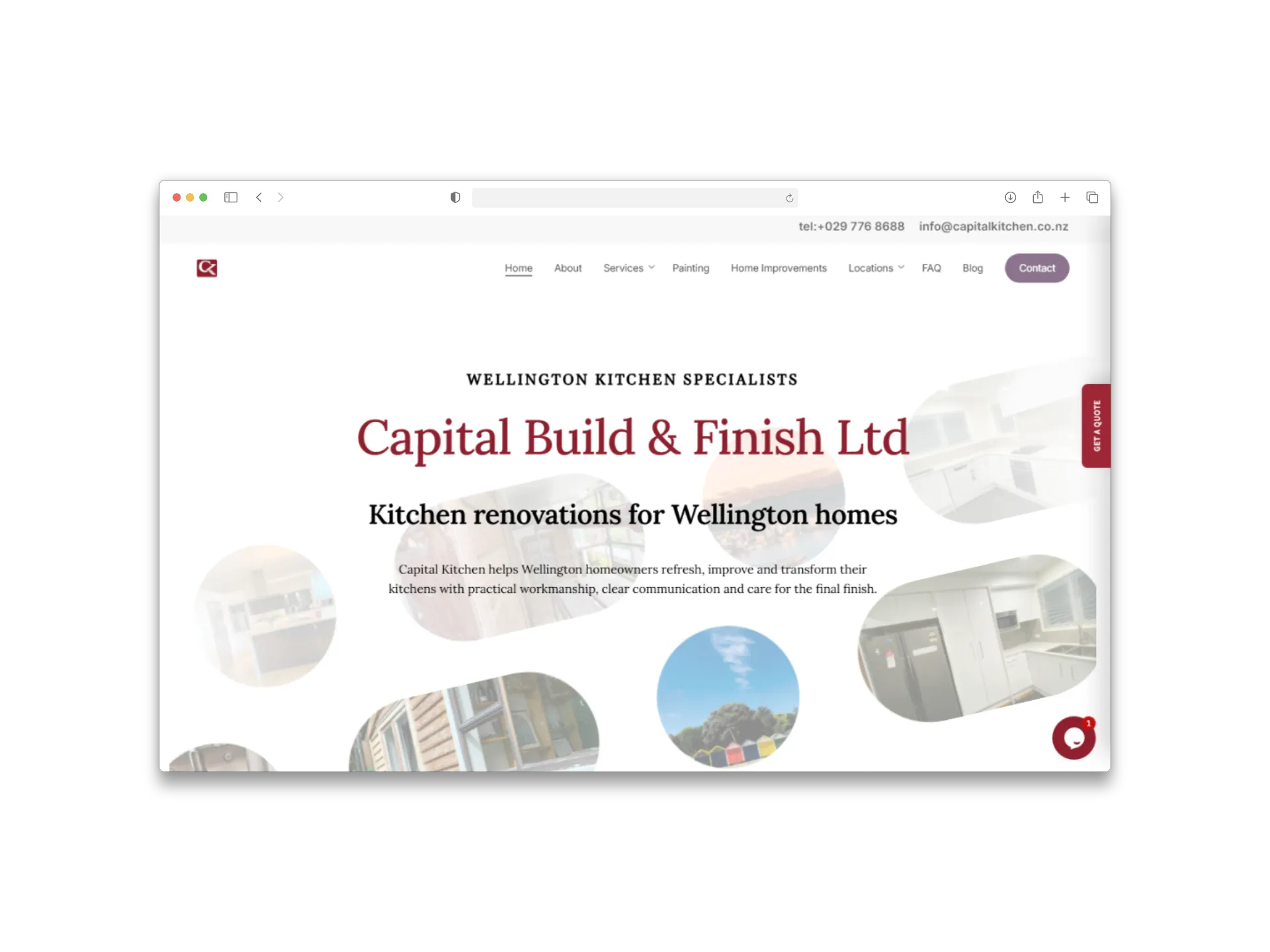 Capital Build & Finish Ltd website homepage shown in a browser frame.
