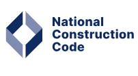 National Construction Code logo with blue geometric design and text.