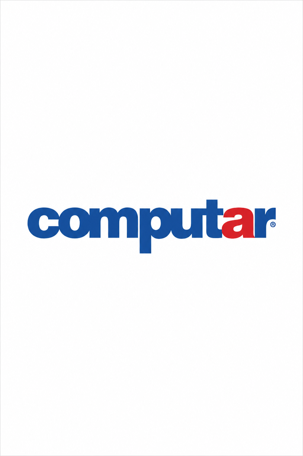Computar logo with the letters in blue except the 'ar' in red on a white background.