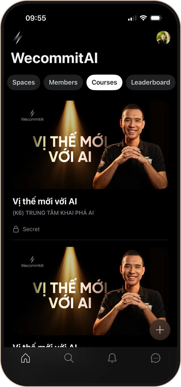 Giao diện cộng đồng WecommitAI trên điện thoại