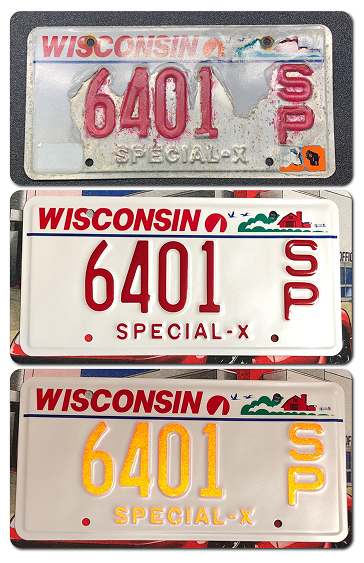 Vintage Wisconsin license plates with 6401 registration