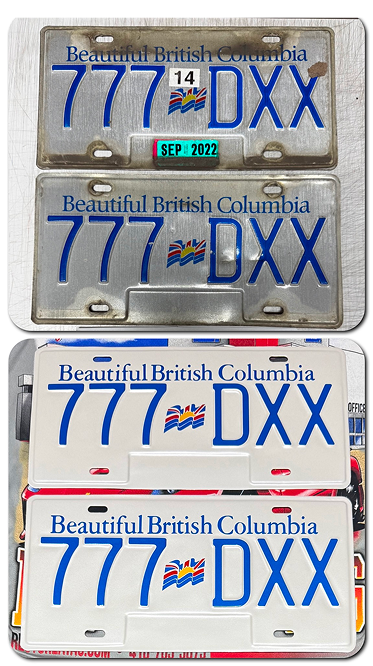 Vintage license plates with 777-DXX registration