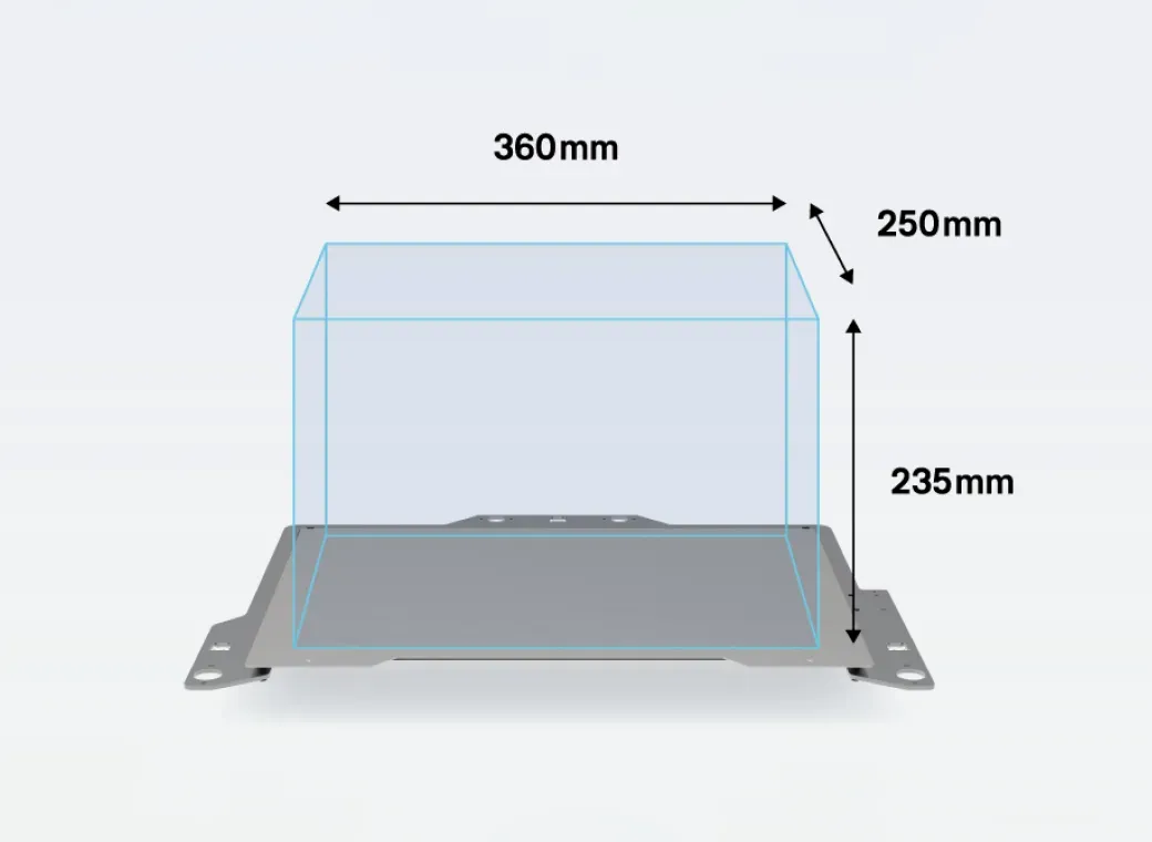 G-ZERO L1 print area of 360 x 250 x 235 mm