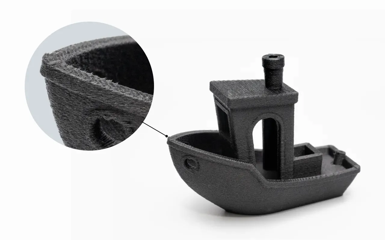 Close-up of a G-ZERO printed part showing fine layer detail