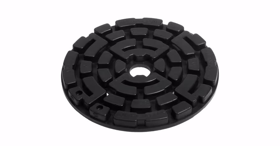 PLATTENFIX STANDARD Plattenlager, rundes Kunststoff-Plattenlager mit radialer Rippenstruktur, Ansicht von oben
