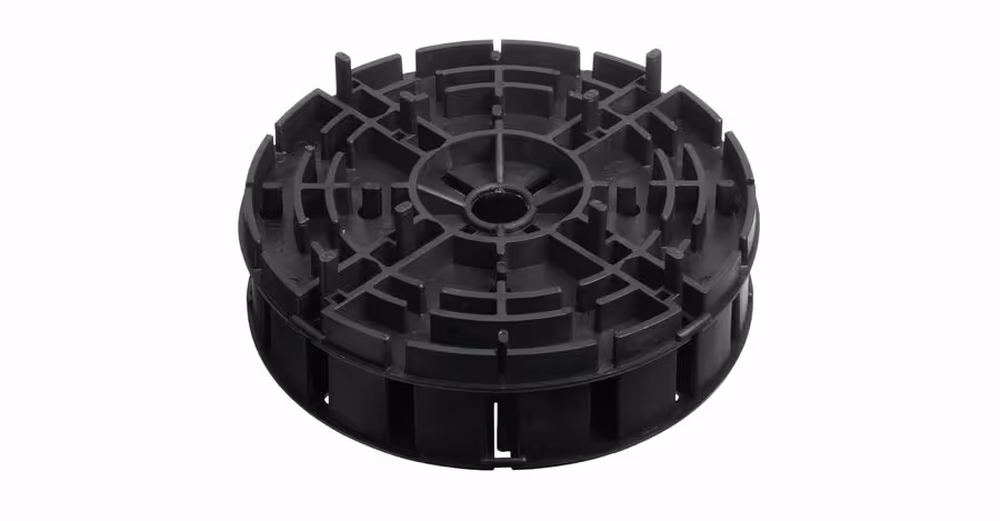 PLATTENFIX MULTI Plattenlager, rundes Kunststoff-Element mit radialer Speichenstruktur und zentraler Bohrung