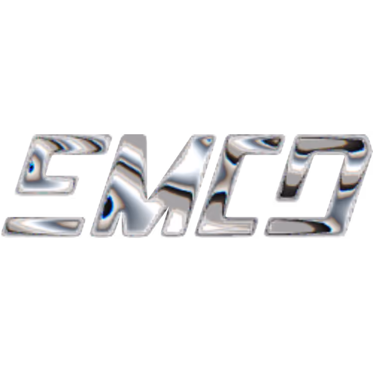 Stylized silver chrome letters spelling 'EMLS' on a transparent background.