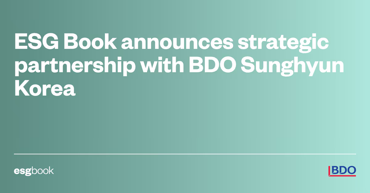 ESG Book announces strategic partnership with BDO Sunghyun Korea