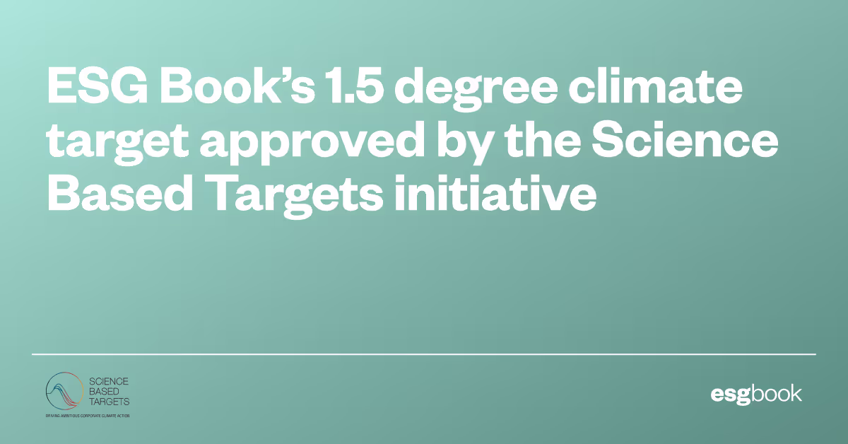 ESG Book’s 1.5 degree climate target approved by the Science Based Targets initiative