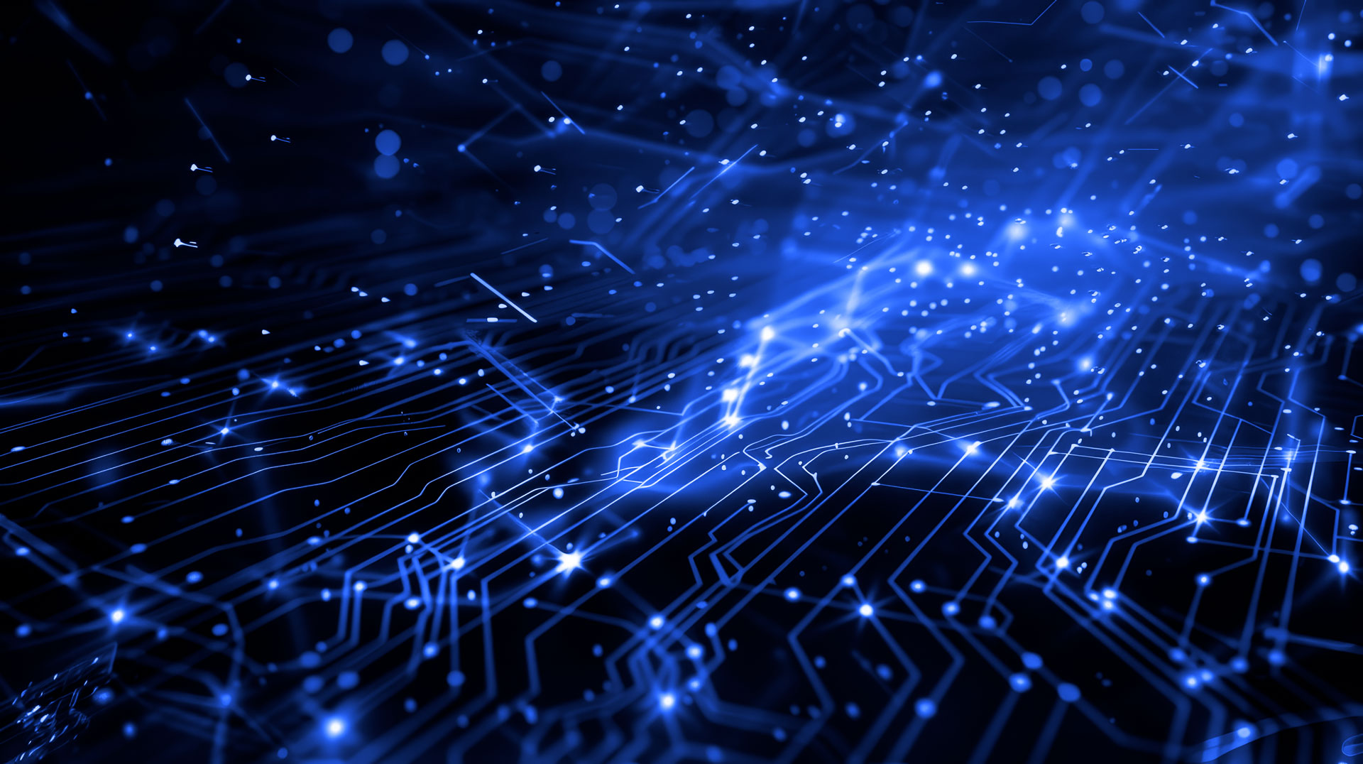 Abstract blue circuit network pattern representing Sequel Data Systems' security infrastructure