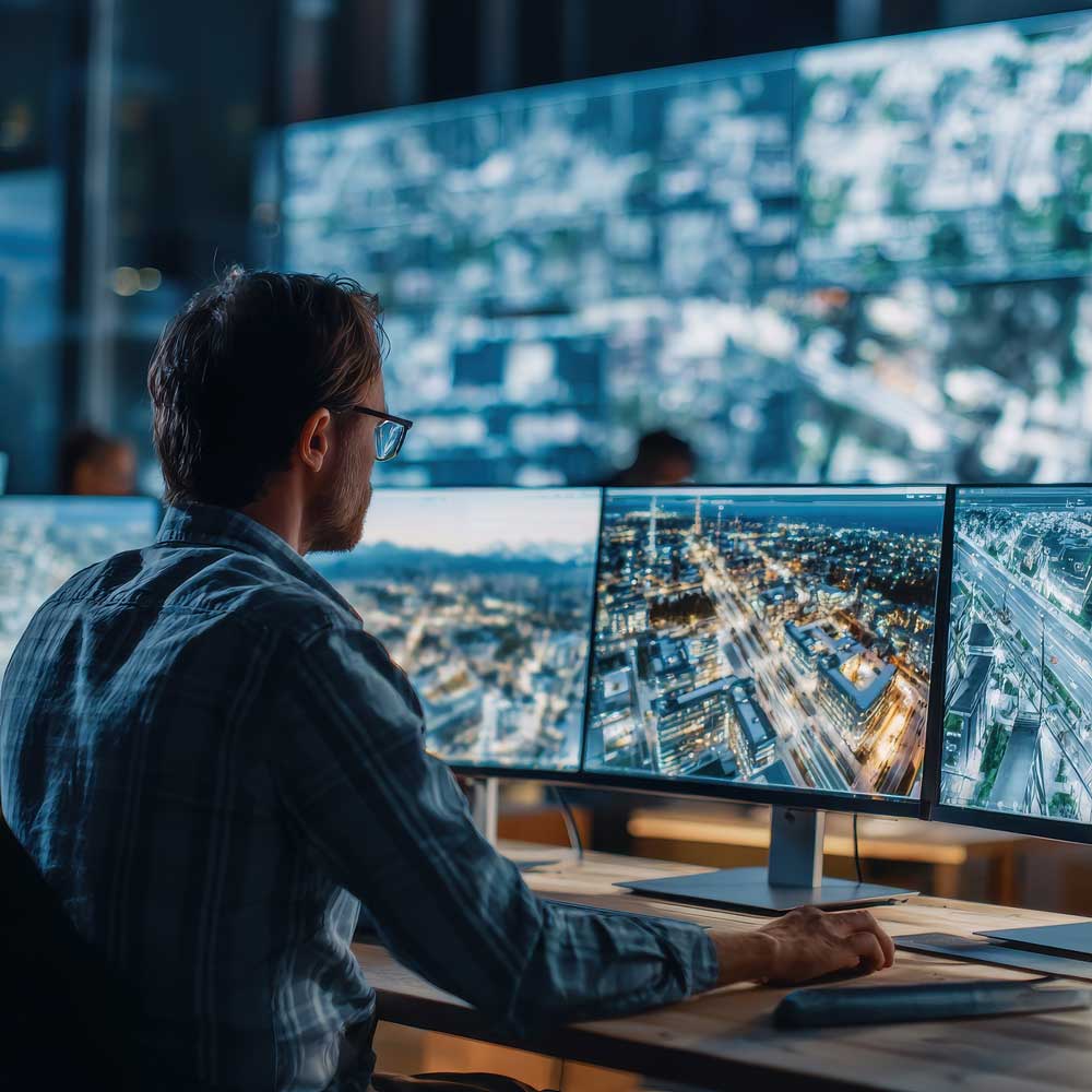Sequel-Data-Systems-analyst-monitoring-city-surveillance-data-across-a-multi-screen-display
