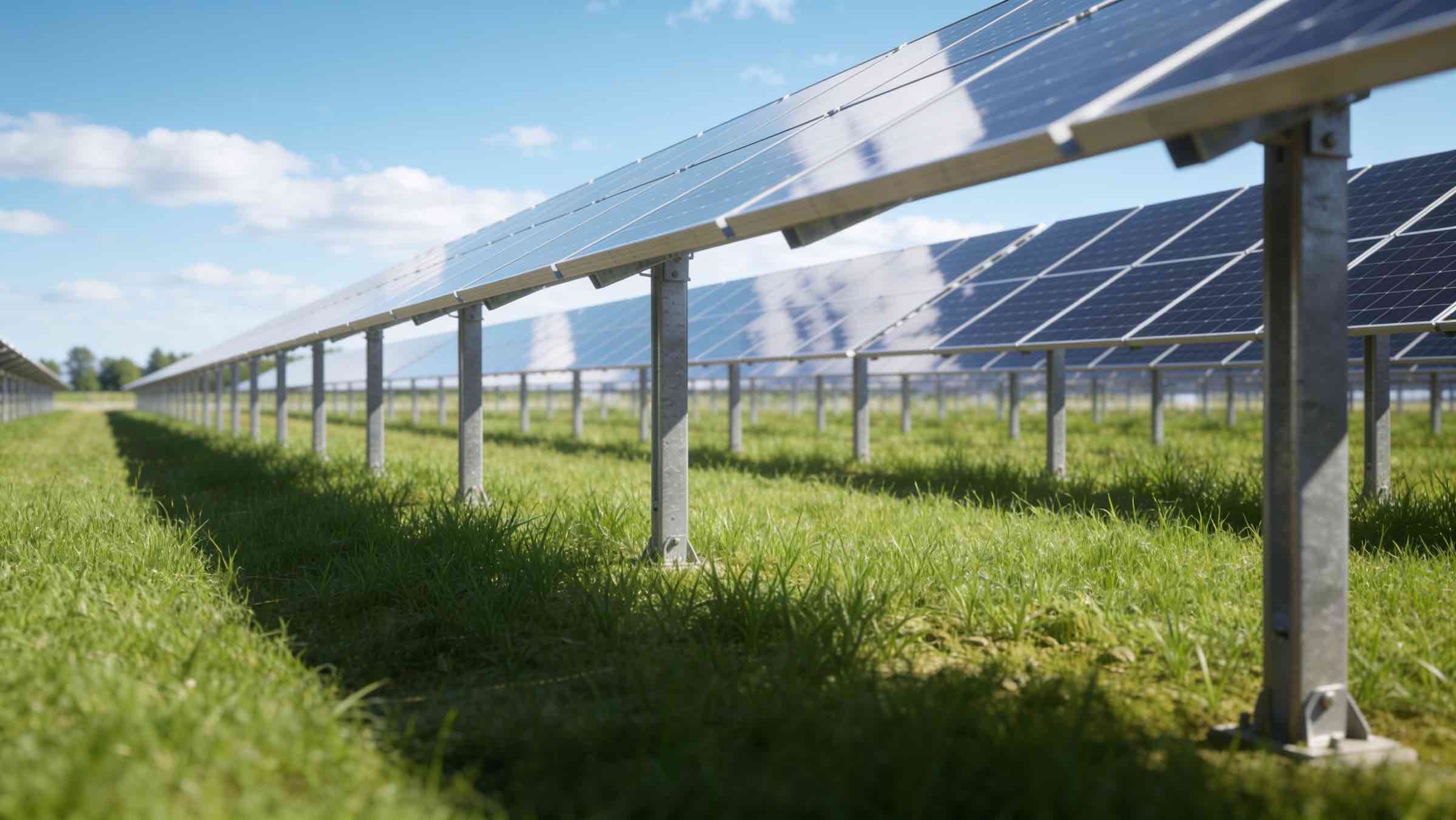 Solar panels in a field.