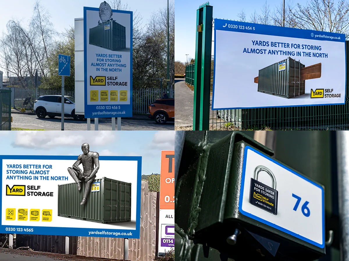 Yard Self Storage roadside billboards and site signage across four locations