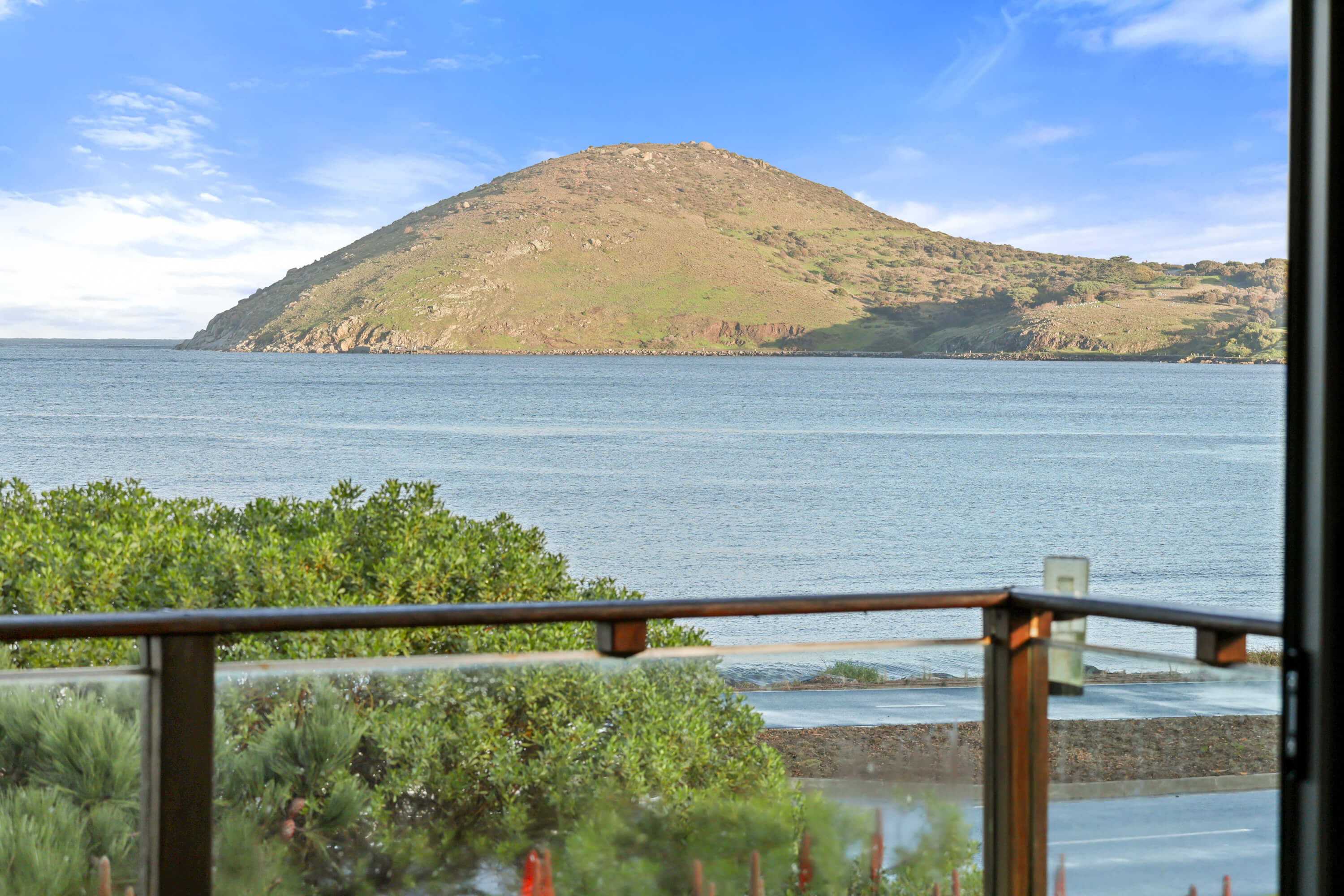 View from the Franklin Ave balcony across Encounter Bay to The Bluff, Victor Harbor