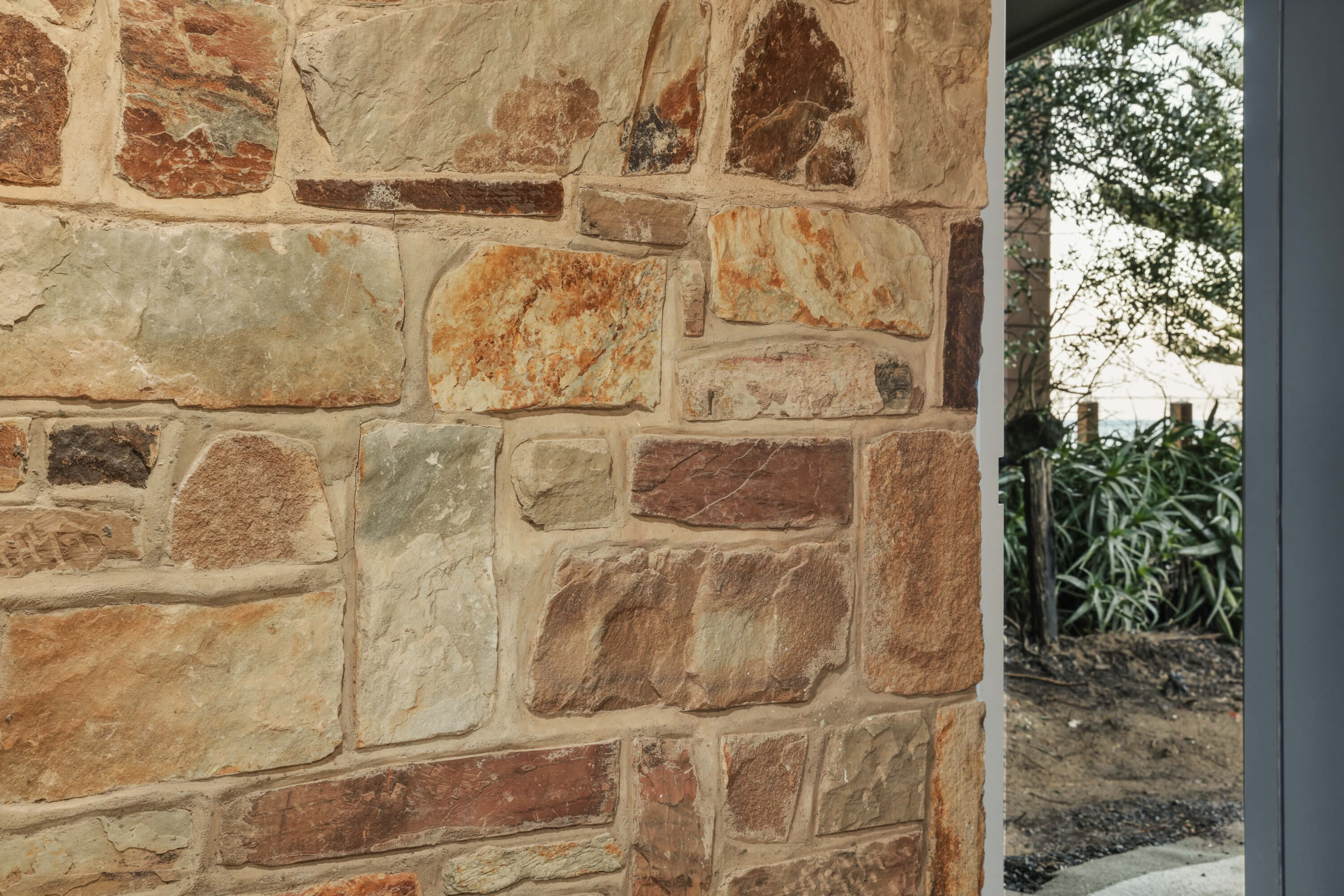 Local stone feature wall detail at Franklin Ave, Encounter Bay