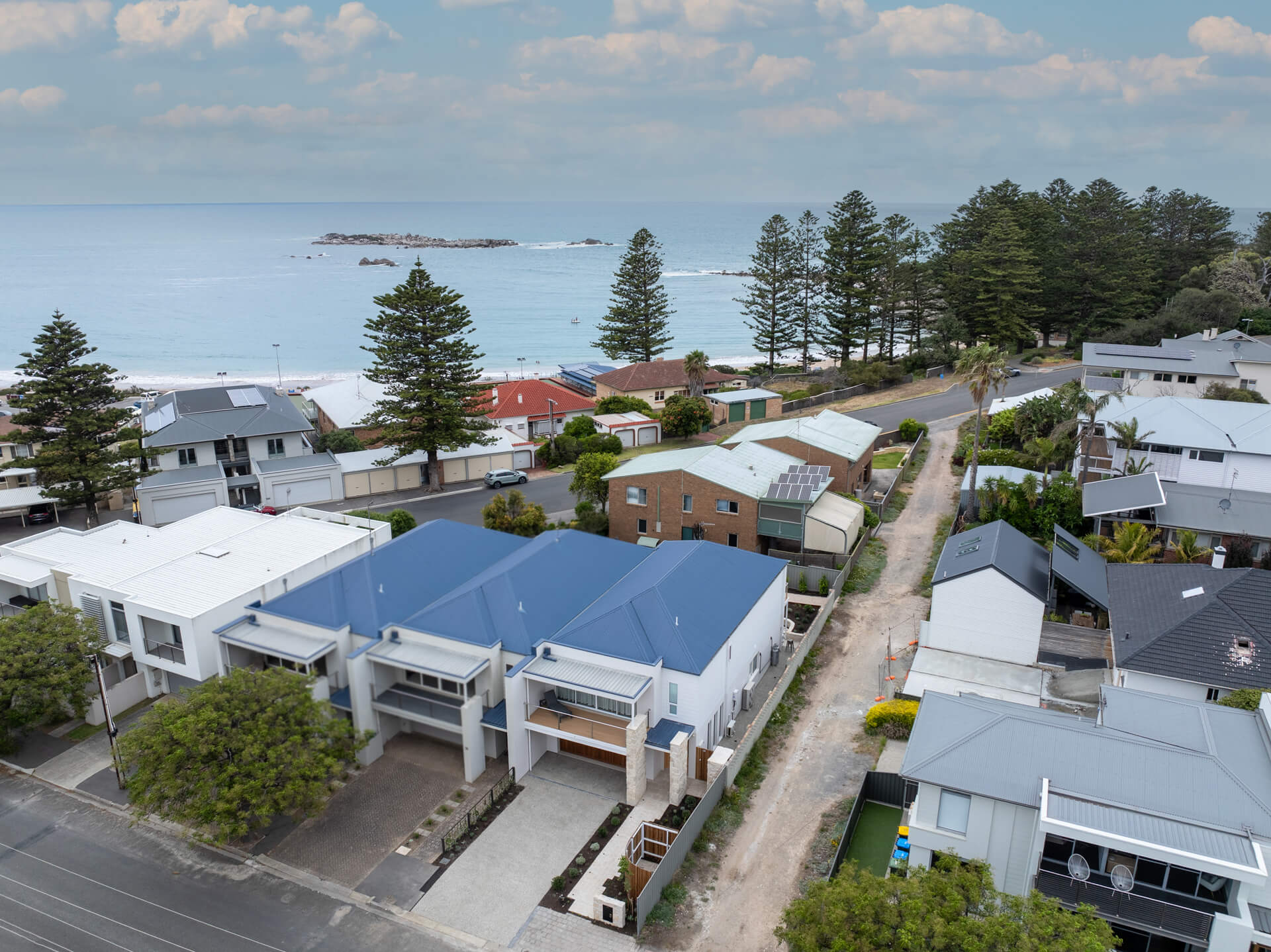 Aerial view from Henry St over the Port Elliot coastline