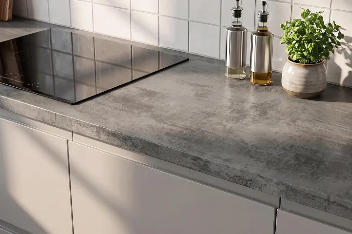 Plan de travail Alsapan décor béton anthracite avec plaque à induction