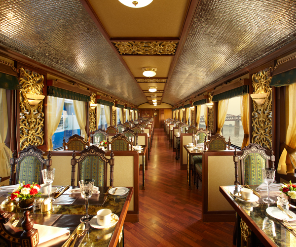 The Mayur Mahal dining car of the Maharajas