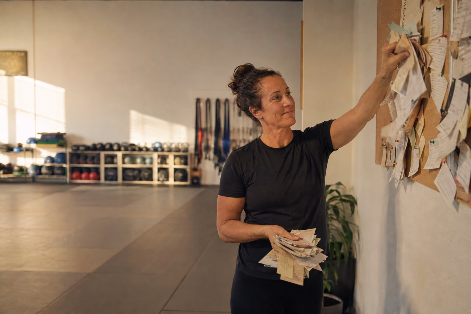 Studio owner reviewing growth numbers with the MyStudio dashboard