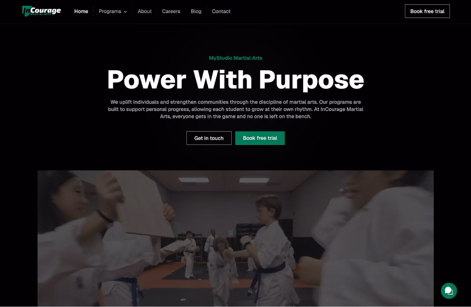 Onyx, a MyStudio WebsitePro template for martial arts studios