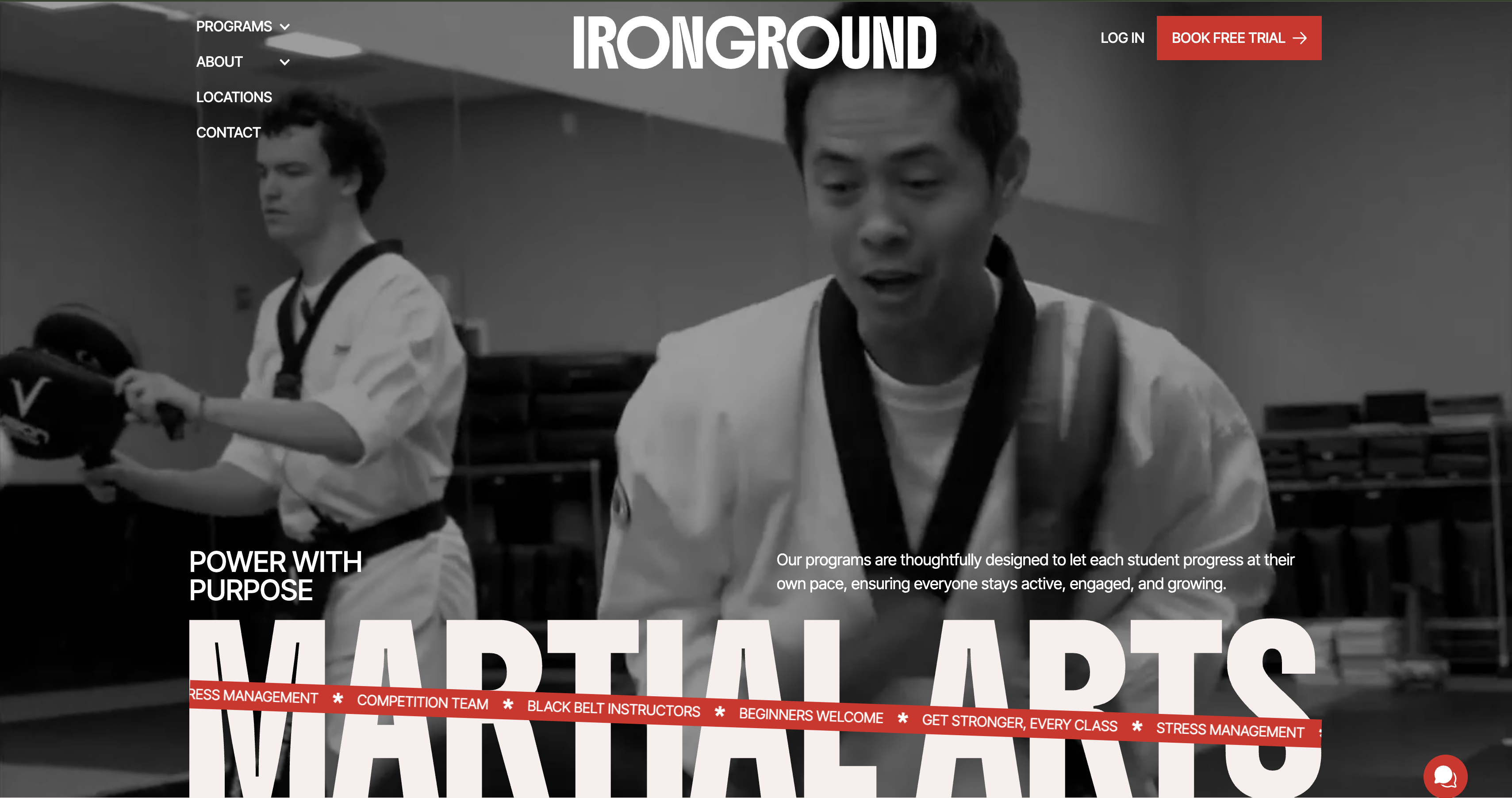 Ironground, a MyStudio WebsitePro template for martial arts studios