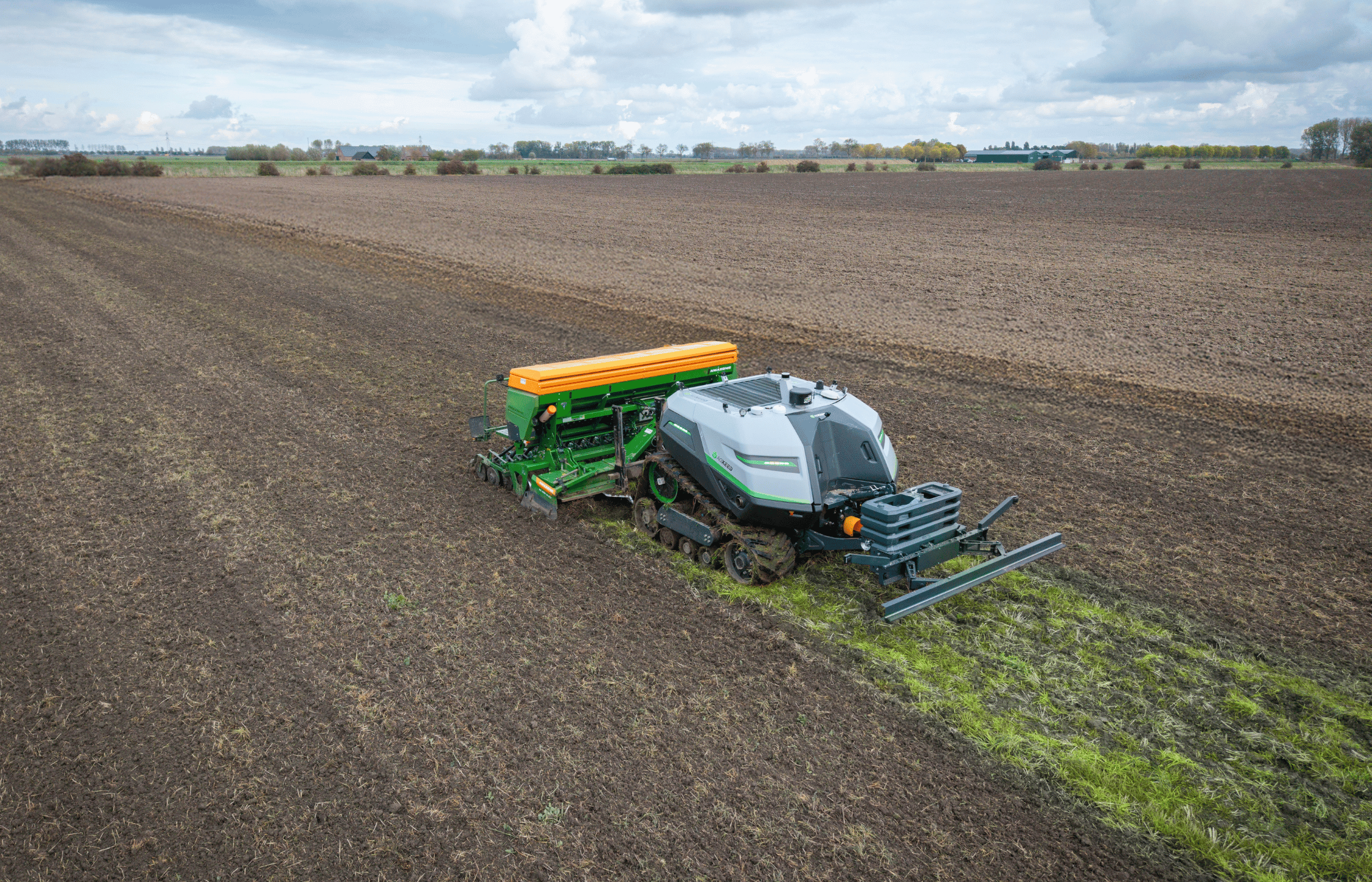 AgXeed AgBot T2 Series 7 autonomous agricultural robot, equipped with LiDAR sensors, cameras, and intelligent safety and connectivity systems