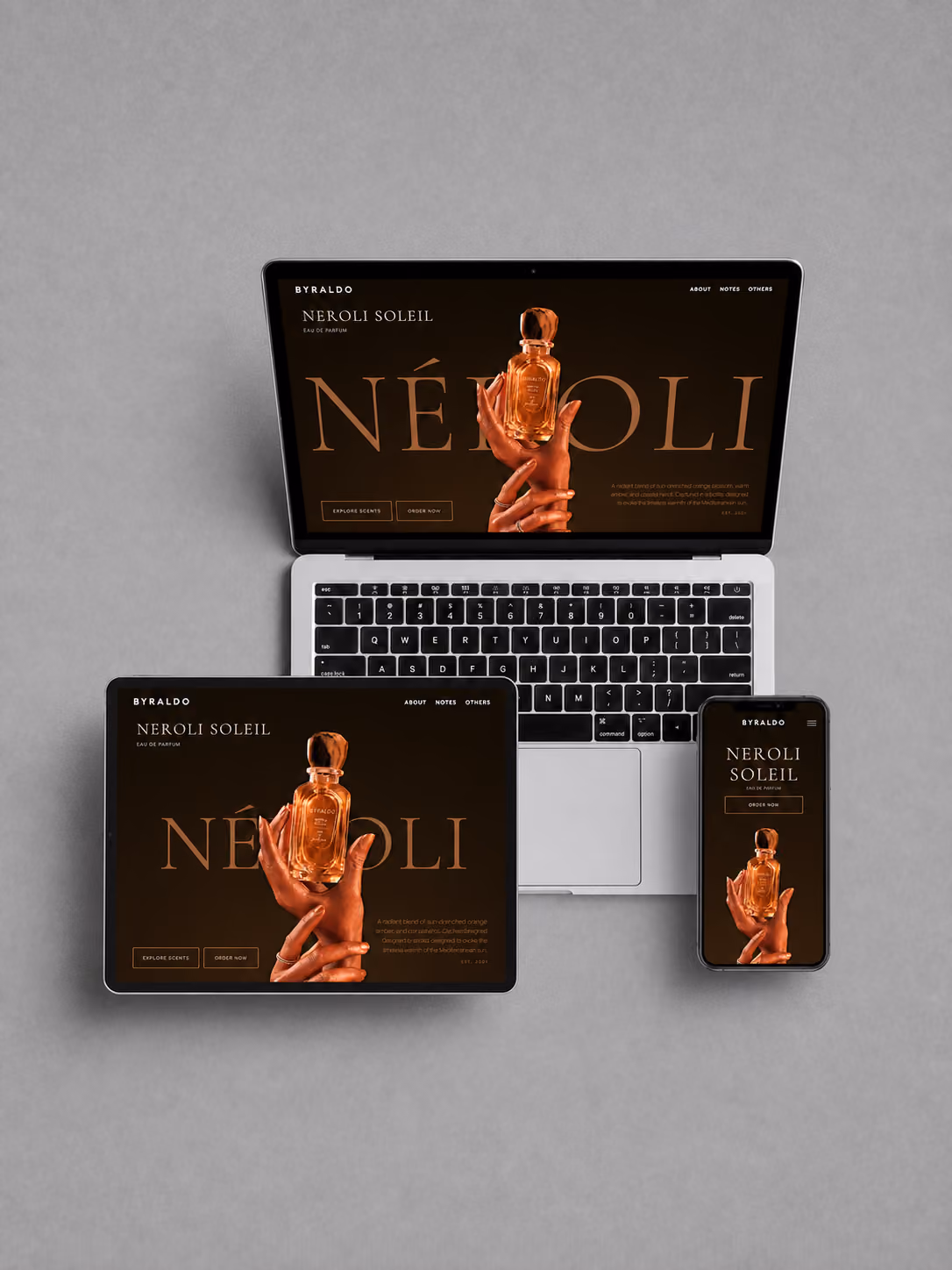 Byraldo Neroli Soleil luxury fragrance website