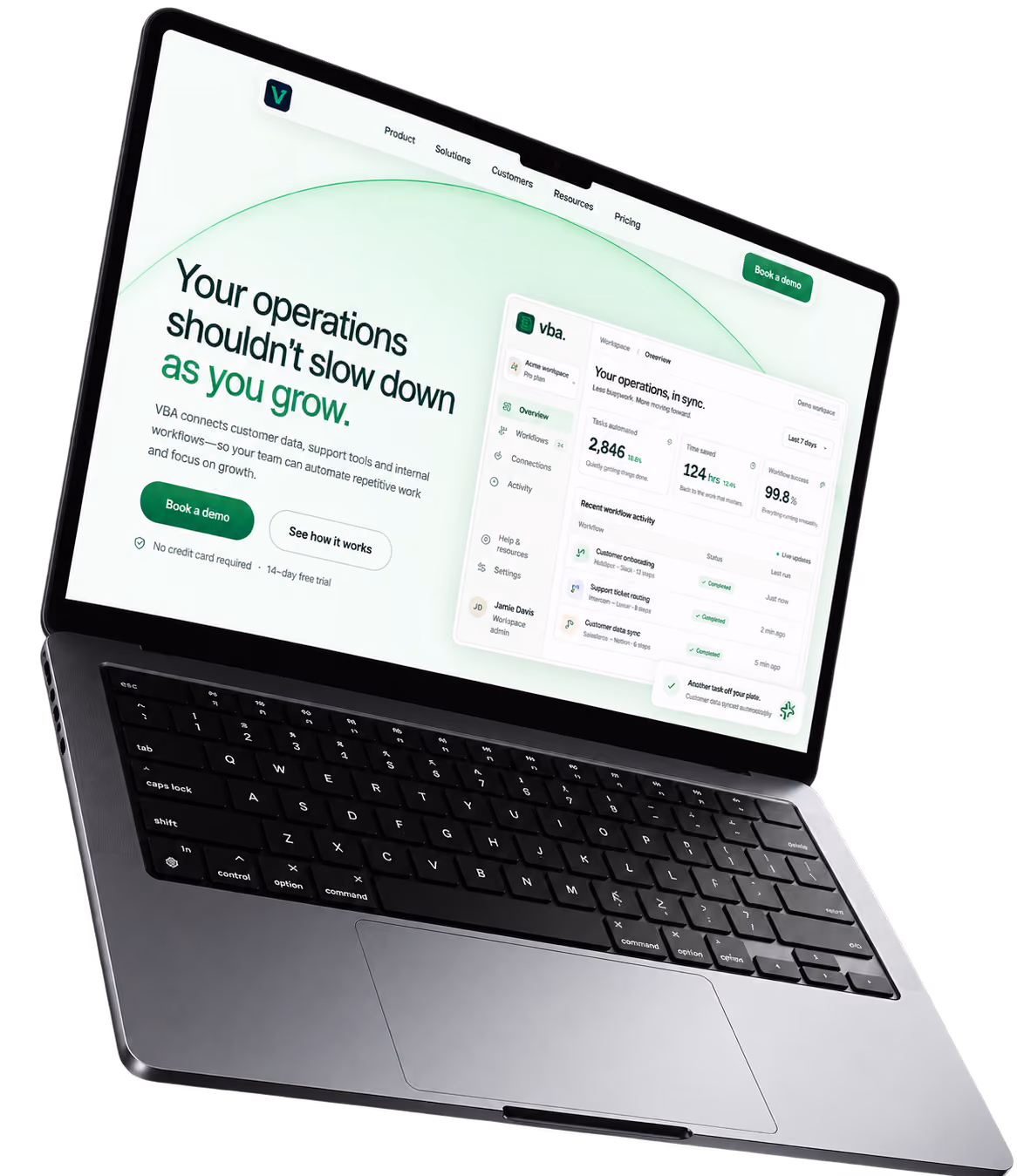 VBA Systems operations automation website interface