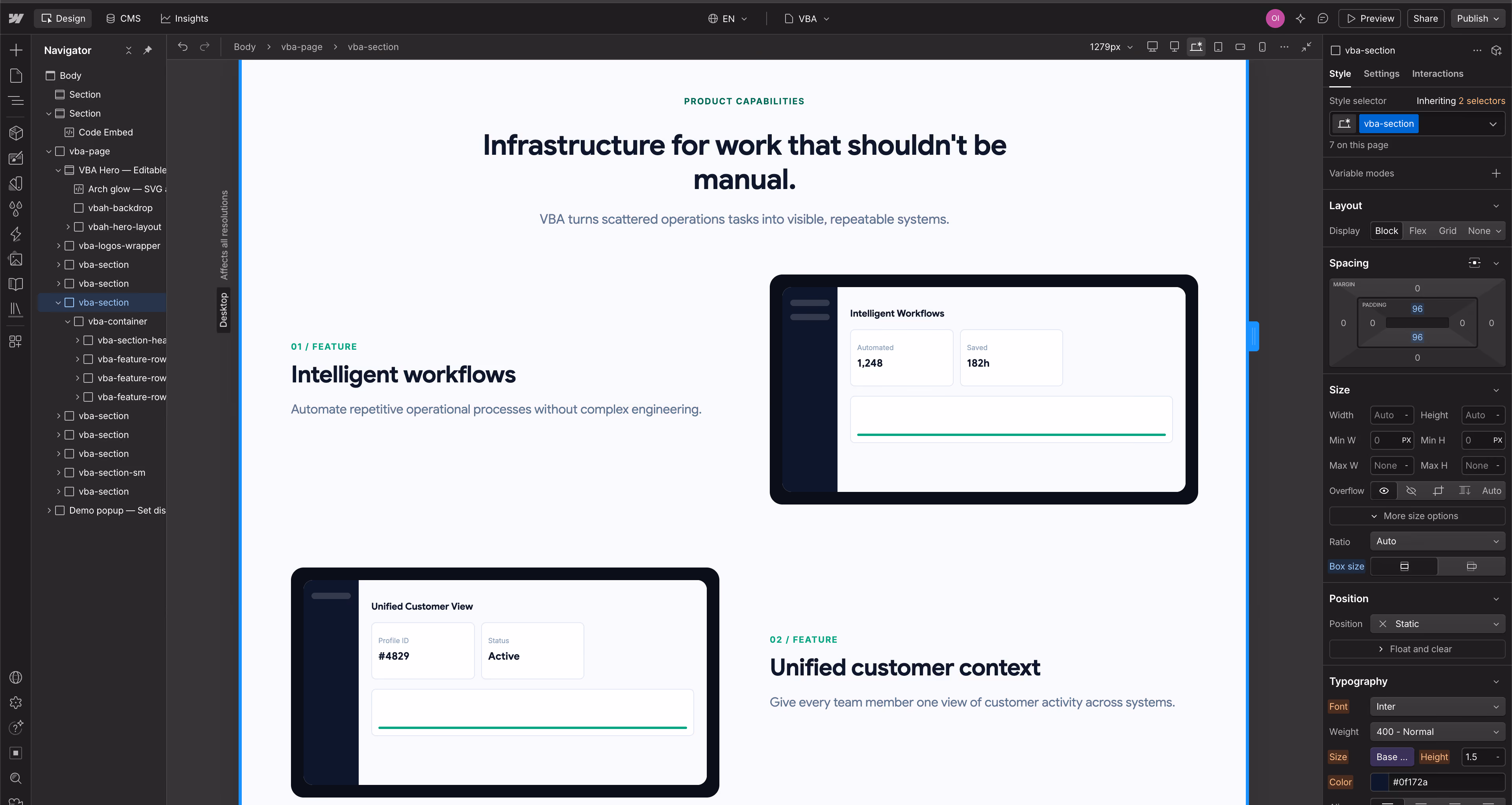 Replace with Webflow feature section screenshot