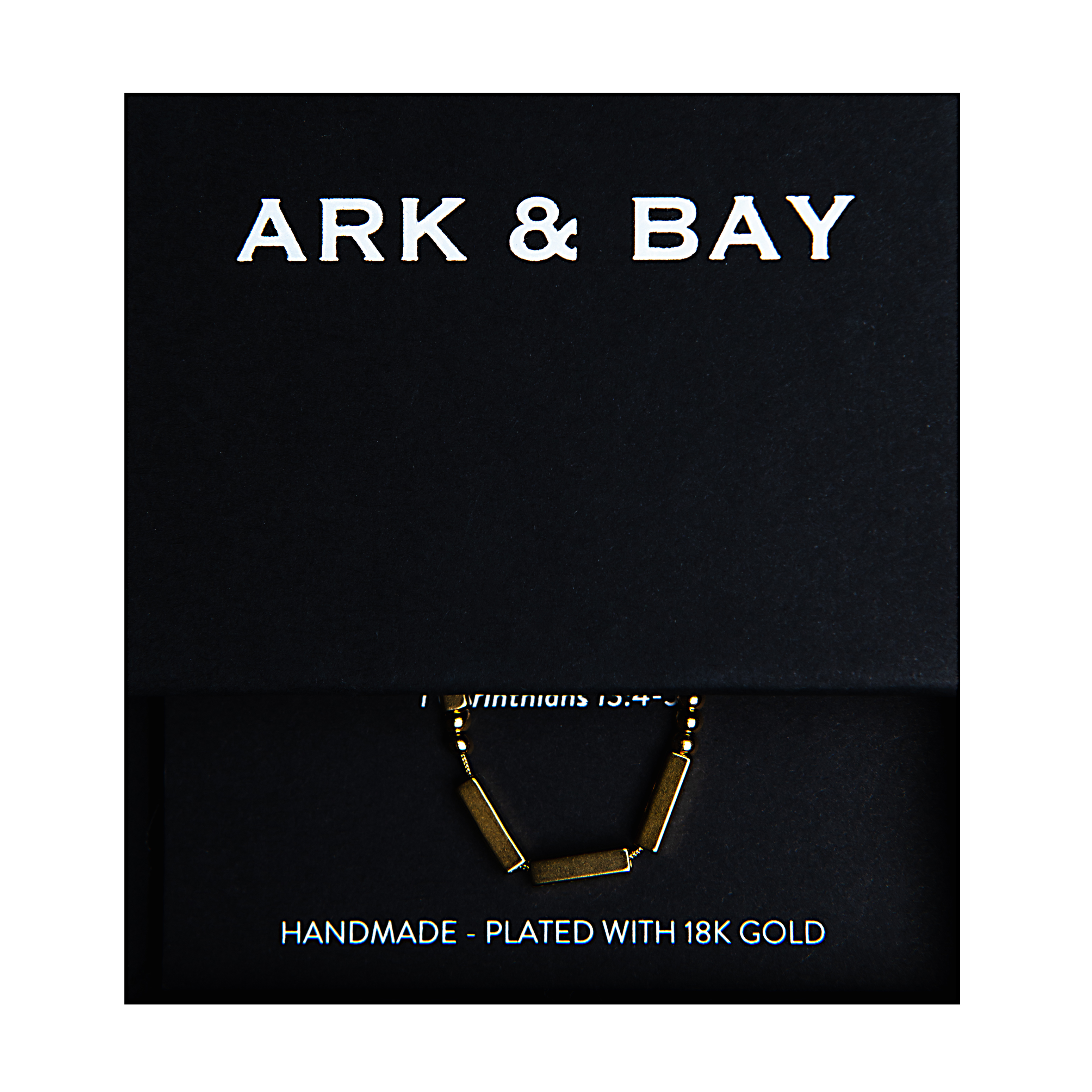 ARK & BAY Morse code necklace presented with black branded packaging