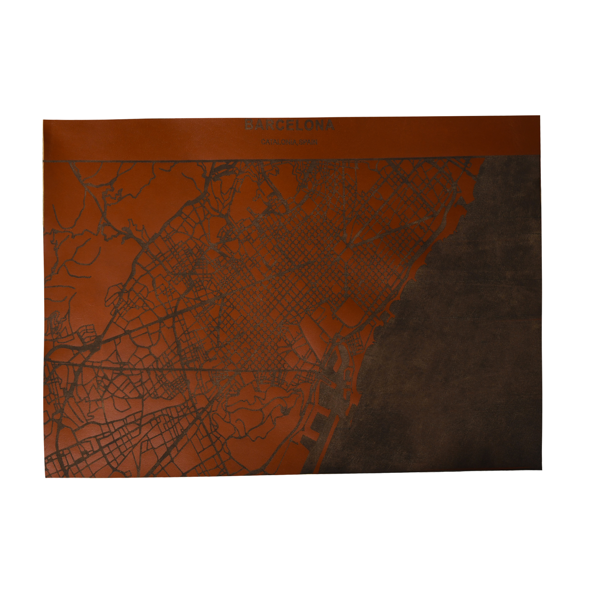 Original product photo of a Barcelona map artwork before retouching