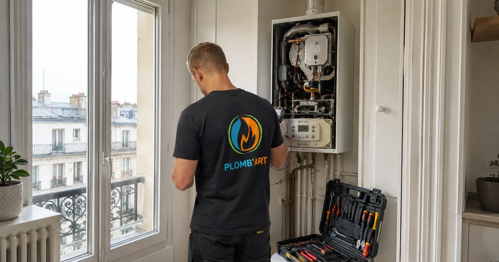 Diagnostic d'un code erreur sur une chaudière ELM LeBlanc par un chauffagiste à Paris