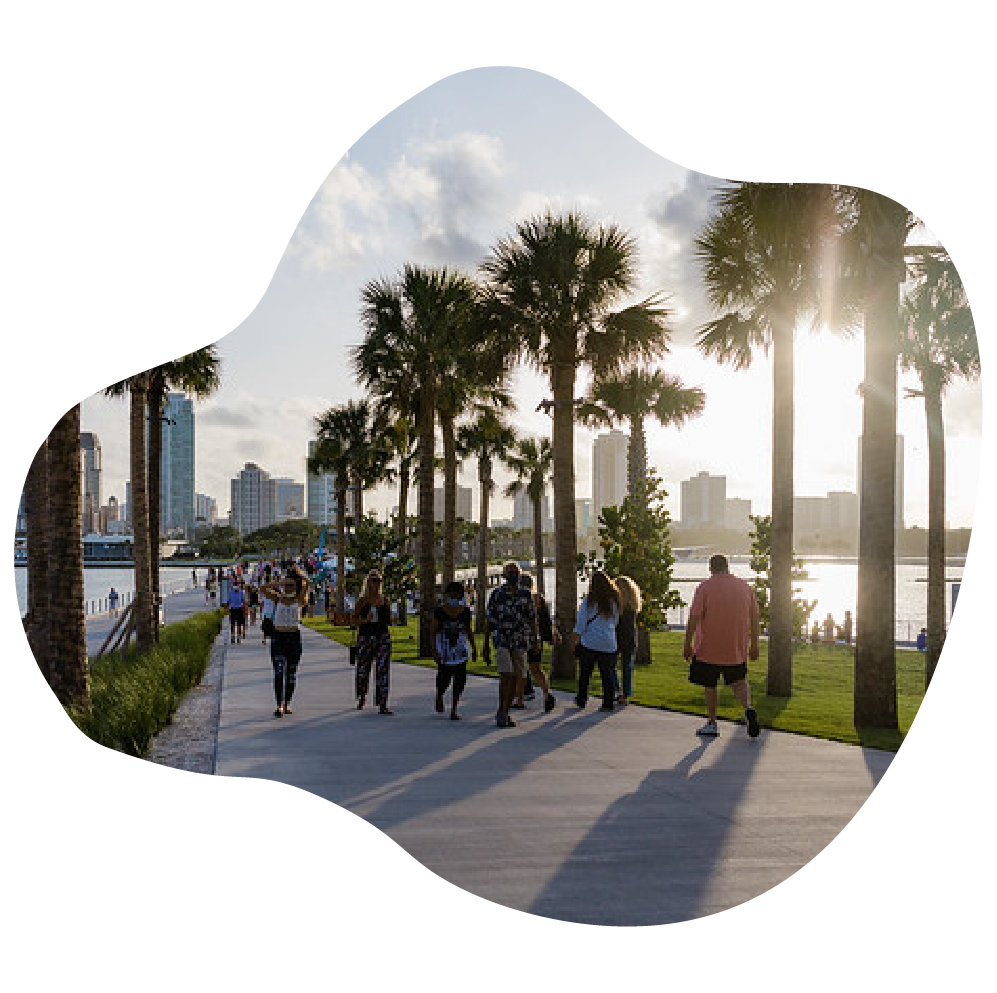 st pete pier people walking