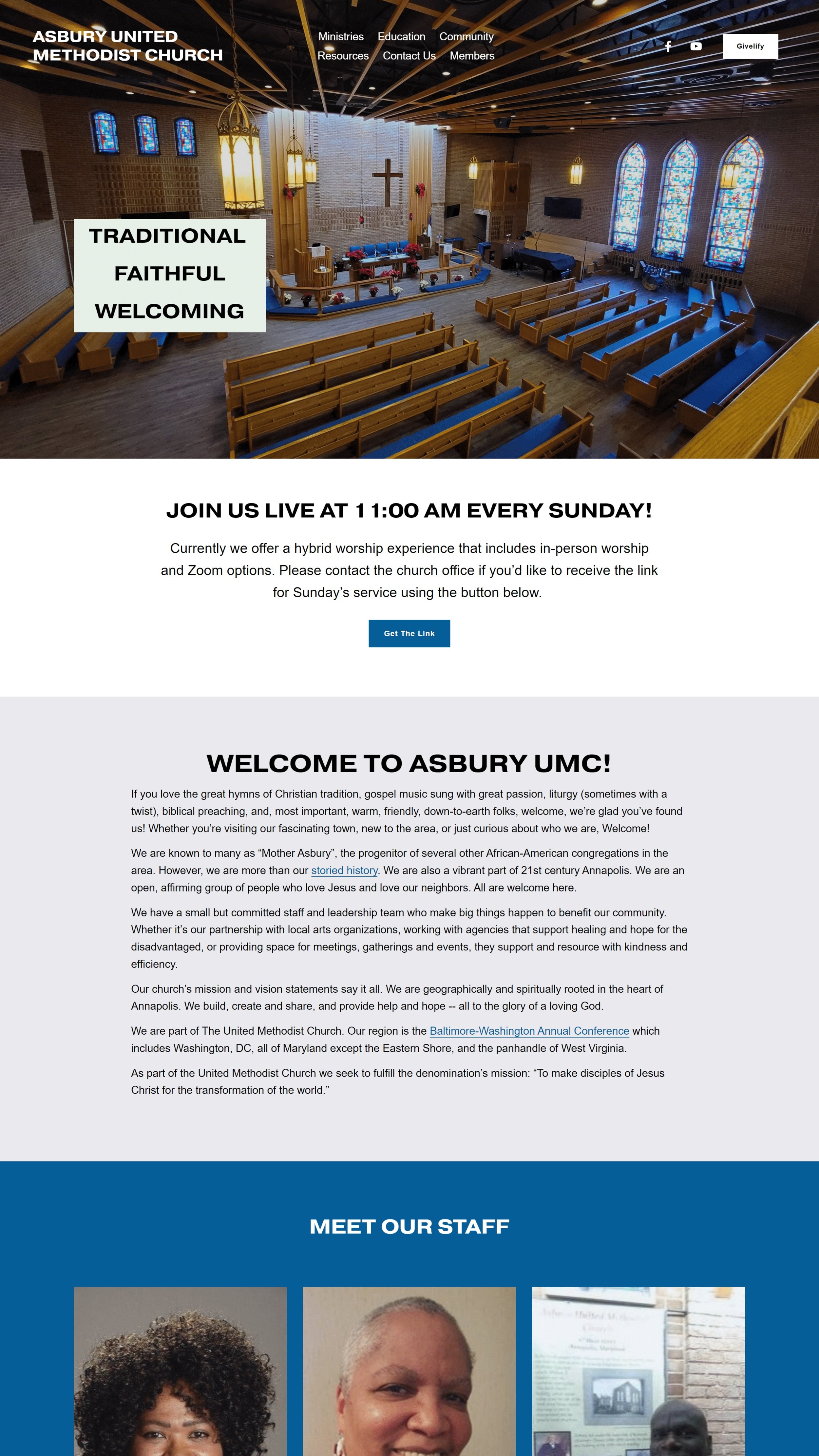 Asbury UMC church website homepage